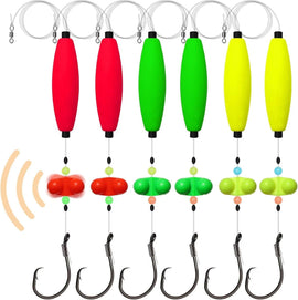 Pre-Tied Catfish Rig System, 23 Inch 55LB Santee Cooper Catfish Float Rig with Adjustable EVA Slip Float and High Carbon Circle Hooks 5/0 6/0 8/0, Ready-to-Fish for River and Bank Fishing(Cigar Float-8/0Hook * 6PCS)