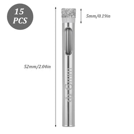 1/4" Diamond Hole Saw Drill Bits, 15PCS Glass Tile Holes Saw 1.1 inch Cutting Depth Glass Hole Saws Tile Holes Saws for Ceramic Marble Porcelain Tiles Granite Quartz - 0