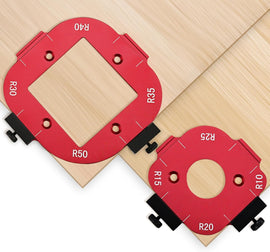2 Pack Router Corner Radius Template, Premium Aluminum Alloy Router Corner Rounding Jig for Woodworking, 8-in-1 Arc Cutting Guide Set (R10-R50), Fits Trim, Handheld, and Table Routers