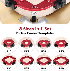 2 Pack Router Corner Radius Template, Premium Aluminum Alloy Router Corner Rounding Jig for Woodworking, 8-in-1 Arc Cutting Guide Set (R10-R50), Fits Trim, Handheld, and Table Routers - 0