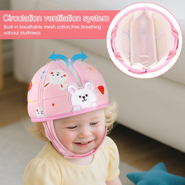 Baby Head Protector, Cute Baby Safety Helmet for Crawling Walking Running, Infant Headguard Soft Cushion Lightweight Breathable Protective Caps, Anti-Collision Toddler Helmets for 6m-24m Girls - 0