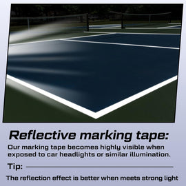 230 Ft Driveway Basketball Tape Outdoor Court Adhesive Marking Lines for Tennis Badminton Parking Floor Pavement Indoor, 2 in Wide (White, PVC) White - 0