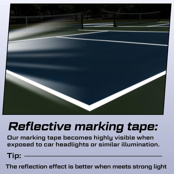 230 Ft Driveway Basketball Tape Outdoor Court Adhesive Marking Lines for Tennis Badminton Parking Floor Pavement Indoor, 2 in Wide (White, PVC) White