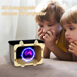 Hologram Phone Projector - Wooden Smartphone Projector Display Stand - 0