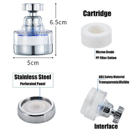 Faucet Water Filter with 2 Cartridges, Rotating Carbon Sink Filter - 0