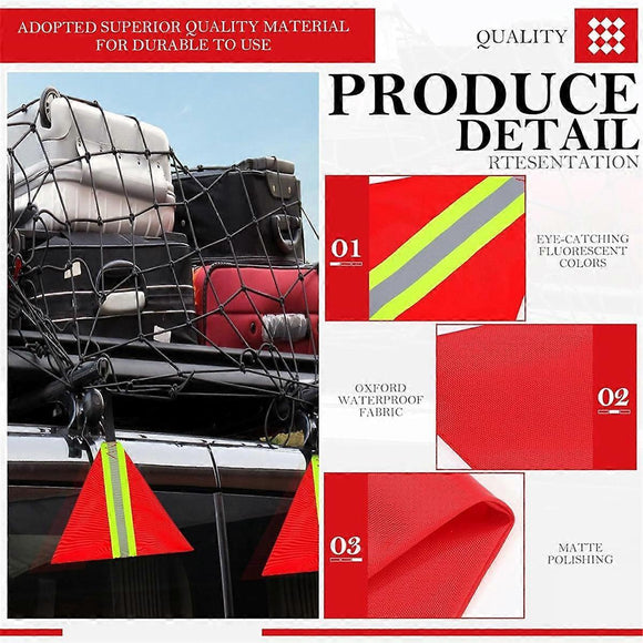 Security Tow Flag 4PCS, Red Reflective Warning Flags for Truck Trailer Loads