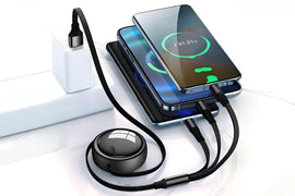 3 In 2 Retractable Multi Charging Cable Retracted USB C Cell Phone Charger - 0