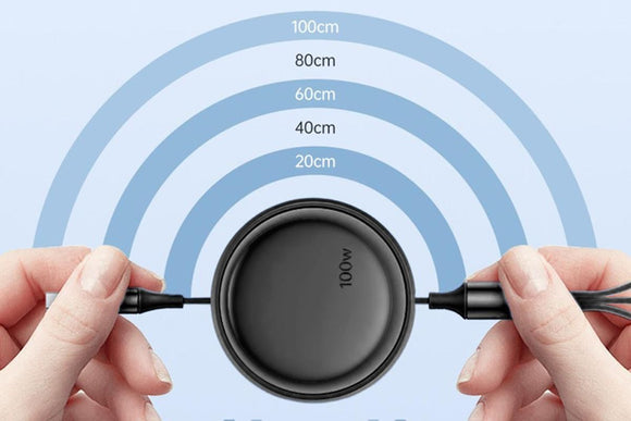 3 In 2 Retractable Multi Charging Cable Retracted USB C Cell Phone Charger