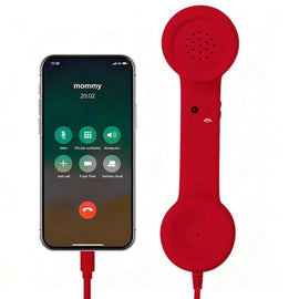 Handheld Retro Wired Telephone Handset with Microphone for Smartphones PC Red