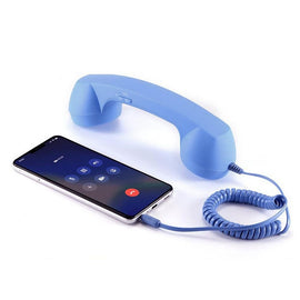 Handheld Retro Wired Telephone Handset with Microphone for Smartphones PC Blue - 0