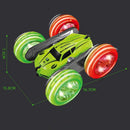 2.4 GHZ Remote Control Stunt Car 4WD Double Sided Rotating Crawler with Headlights Green-5
