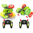2.4 GHZ Remote Control Stunt Car 4WD Double Sided Rotating Crawler with Headlights Green-6