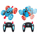 2.4 GHZ Remote Control Stunt Car 4WD Double Sided Rotating Crawler with Headlights Blue-5
