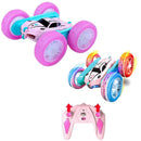 2.4 GHZ Remote Control Stunt Car 4WD Double Sided Rotating Crawler with Headlights Pink-1