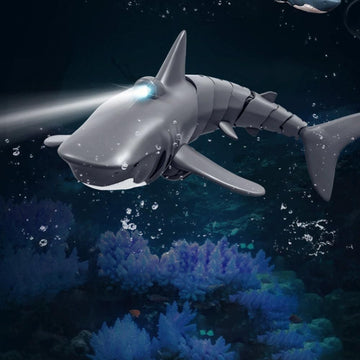 2.4G Remote Control Shark Toy RC Simulation Shark for Swimming Pool Gray - 0