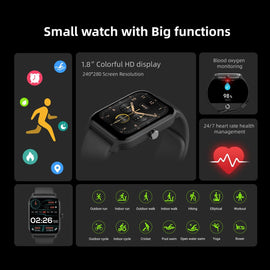 1.8inch Smart Watch IP68 BT5.3 for Android iOS with Heart Rate Monitoring Exercise Records 1pc（Pink） - 0