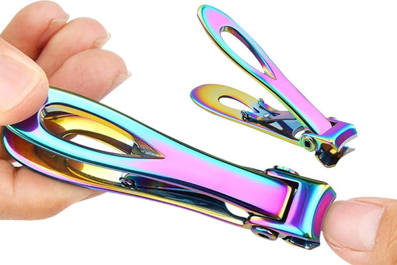 Wide Jaw Nail Clipper Strong Stainless Steel Toenail Cutter for Thick Nails - Multi Color Titanium