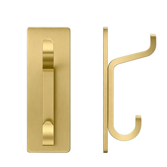 4 Pack Stainless Steel Double Adhesive Hooks with 3kg Capacity - Gold