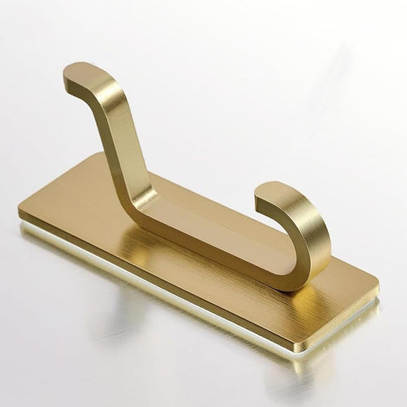 4 Pack Stainless Steel Double Adhesive Hooks with 3kg Capacity - Gold