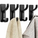 4 Pack Stainless Steel Double Adhesive Hooks with 3kg Capacity - Black-1