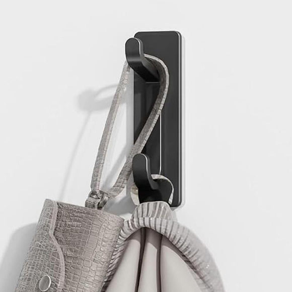 4 Pack Stainless Steel Double Adhesive Hooks with 3kg Capacity - Black