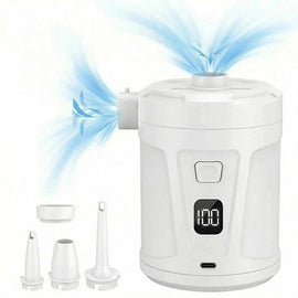 Outdoor Camping Digital Electric Air Pump, 5200mAh Built-in Battery, for Air Mattresses and Swim Rings - White