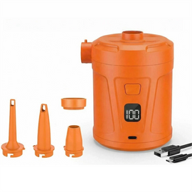 Outdoor Camping Digital Electric Air Pump, 5200mAh Built-in Battery, for Air Mattresses and Swim Rings - Orange