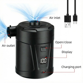 Outdoor Camping Digital Electric Air Pump, 5200mAh Built-in Battery, for Air Mattresses and Swim Rings - Orange - 0