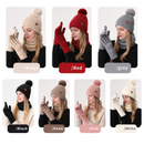 Women's Fashionable Winter 3-Piece Set: Knit Hat, Scarf, and Gloves.  A must-have for outdoor skiing and cycling - Pink-6