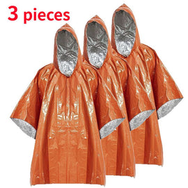Outdoor Emergency Waterproof Insulated Raincoat, Portable Folding Camping and Hiking Cold-Weather Raincoat – Orange