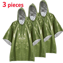 Outdoor Emergency Waterproof Insulated Raincoat, Portable Folding Camping and Hiking Cold-Weather Raincoat – Green