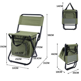 3-in-1 Outdoor Folding Chair with 10L Insulated Cooler, Durable Oxford Fabric, for Camping and Picnics - Green - 0
