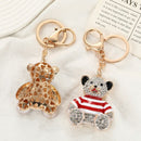 Black - Rhinestone Striped Bear Keychain, Cute Enamel Cartoon Bear Bag Charm Pendant, Alloy Bling Key Ring Accessories for Gifts & Bag Decoration-7