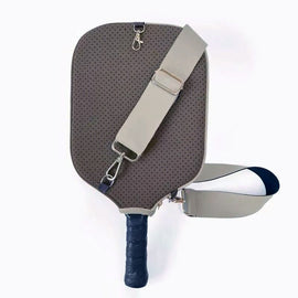 Pickleball Paddle Cover, Breathable Perforated Racket Protector Case with Zipper Pocket & Adjustable Crossbody Strap - Gray