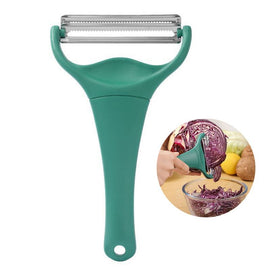 Dual Blade Vegetable Peeler & Cabbage Shredder, 2 in 1 Stainless Steel Julienne Slicer for Cabbage, Carrot, Potato, Fruit Salad Making