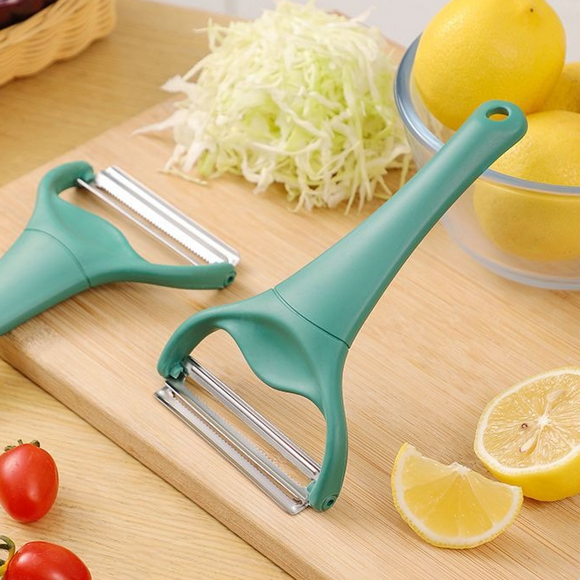 Dual Blade Vegetable Peeler & Cabbage Shredder, 2 in 1 Stainless Steel Julienne Slicer for Cabbage, Carrot, Potato, Fruit Salad Making