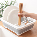 Multi Compartment Plastic Kitchen Utensil Holder, Foldable Dish Drain Basket for Bowl Plate Cup Chopsticks Storage-3