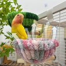 2-in-1 Parrot Perch Warm Bed Nest, Coral Fleece Hanging Bird Cage Sleeping Hut for Budgies, Cockatiels, Lovebirds, and Small Parrots – Winter Warm House - Blue-8