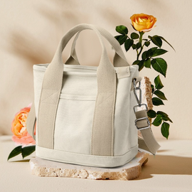 Multi-Compartment Canvas Tote Bag, 3-Way Handheld, Crossbody, and Shoulder Bag with Adjustable Strap for Daily Work and Shopping - Pink - 0