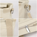 Multi-Compartment Canvas Tote Bag, 3-Way Handheld, Crossbody, and Shoulder Bag with Adjustable Strap for Daily Work and Shopping - Blue-3