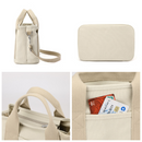 Multi-Compartment Canvas Tote Bag, 3-Way Handheld, Crossbody, and Shoulder Bag with Adjustable Strap for Daily Work and Shopping - Blue-4