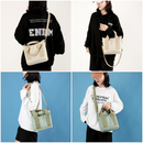 Multi-Compartment Canvas Tote Bag, 3-Way Handheld, Crossbody, and Shoulder Bag with Adjustable Strap for Daily Work and Shopping - Green-7