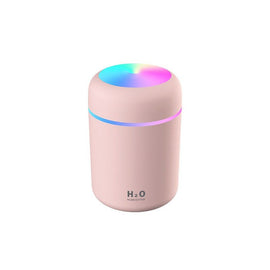 Mini Colorful Cup Humidifier, 300ml Portable USB Cool Mist Humidifier with 7-Color Night Light, for Car, Bedroom, Desk, and Office - Pink