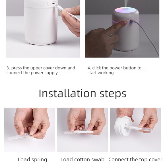 Mini Colorful Cup Humidifier, 300ml Portable USB Cool Mist Humidifier with 7-Color Night Light, for Car, Bedroom, Desk, and Office - Pink