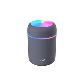 Mini Colorful Cup Humidifier, 300ml Portable USB Cool Mist Humidifier with 7-Color Night Light, for Car, Bedroom, Desk, and Office - Gray