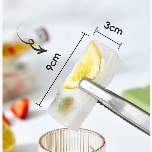 Long Ice Brick Mold, Ice Tray with Lid for Home, Food Freezing Mold—Green
