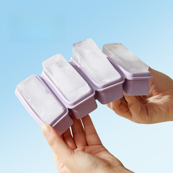 Long Ice Brick Mold, Ice Tray with Lid for Home, Food Freezing Mold—Purple