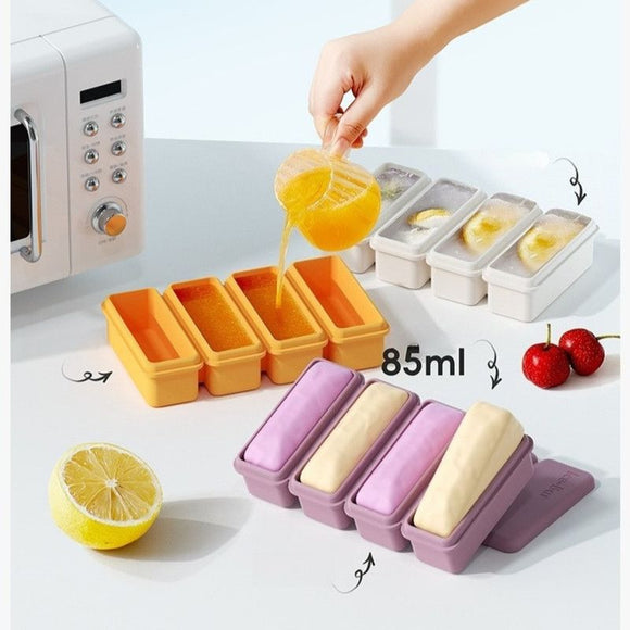 Long Ice Brick Mold, Ice Tray with Lid for Home, Food Freezing Mold—Purple