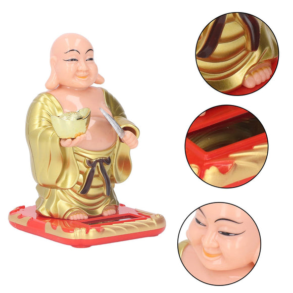 Standing Maitreya Buddha Solar Ornaments Light Energy Sensing Buddha Statue Decoration for Office Home Car Gift Small
