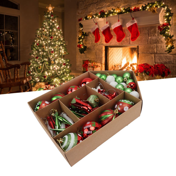 Christmas Tree Ornaments Assorted Set Lightweight Electroplated Christmas Tree Hanging Balls Pendants Set for Home Garden D